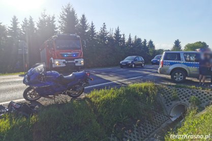 Zderzenie motocykla z samochodem w Iwoniczu