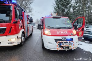 Pożar w bloku w Krośnie