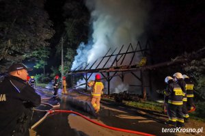 Pożar stodoły w Łączkach Jagiellońskich