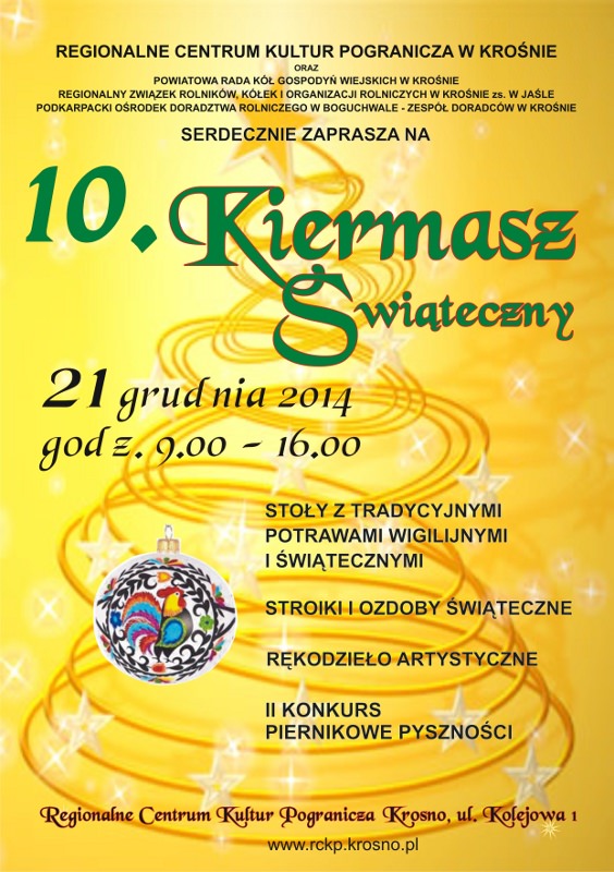 plakat Kiermasz Bożonarodzeniowy w RCKP Krosno
